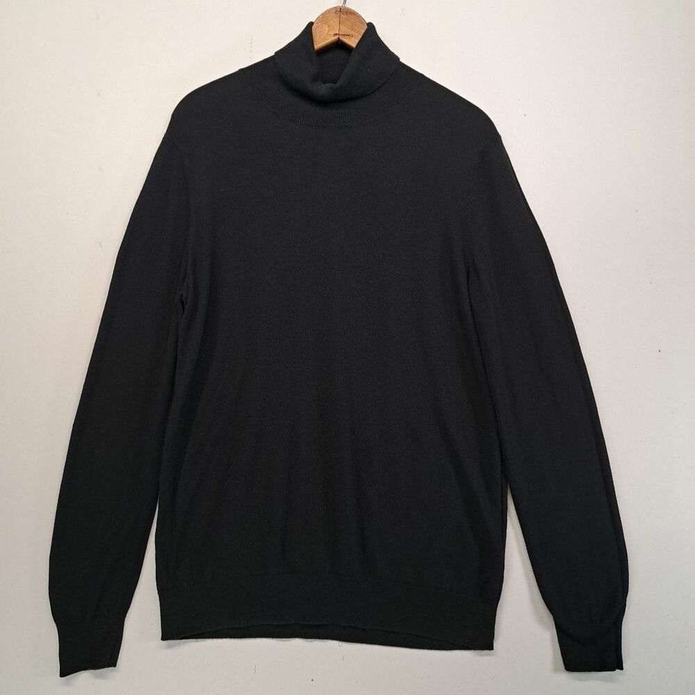 Michael Strahan Black Turtleneck Sweater Mens M Modern Fit Silk Cotton Blend